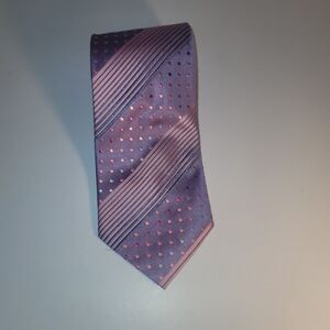 Emporio Valentini Men's Silk Necktie Lavender Dots Stripes 100% Silk wide 4"x58"